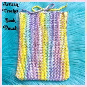 Handmade Pastel Crochet Book Pouch Sleeve Soft Texture